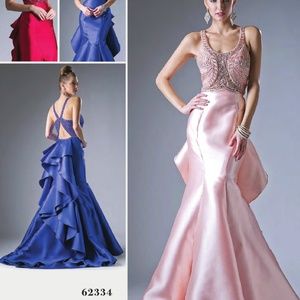 Peach mermaid prom dress